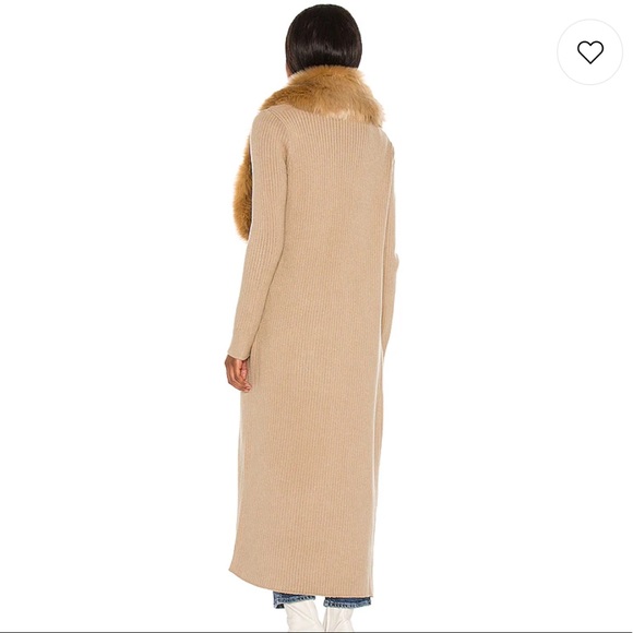 Show Me Your Mumu Lombardi Long Cardigan in Taupe With Faux Fur - Picture 3 of 7